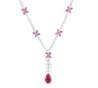 JLKJNCXZC Copper Plated Simulated Red Corundum Versatile Chain Pendant with Butterfly Inlaid Diamond Women's Necklace 9 * 14