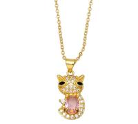 JLKJNCXZC Cute Cat Hug Pink Crystal Pendant Necklace for Kid and Women Luxury Clavicle Chain Banquet Party Accessories Gift