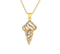 JLKJNCXZC Fashion Cute Hollow Design Ice Cream Shape Pendant Necklace For Women Inlaid Colorful Clavicle Chain Gifts