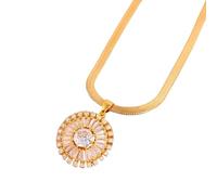 JLKJNCXZC Fashion Hip Hop Starry Sky Round Sun Pendant Necklace for Women