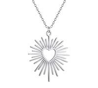JLKJNCXZC Geometric Heart Sun Pendant Necklace Stainless Steel Choker Neck Chain Women Fashion Gift For Mother Lover