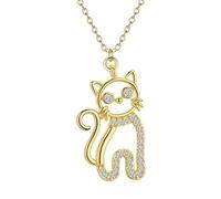 JLKJNCXZC Gold Color Fashion Cute Cat Pendant Necklaces For Women Girls Lovely Cartoon Animal Accessories