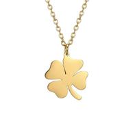 JLKJNCXZC HIPEE Lucky Four Leaf Clover Necklace For Women Man Stainless Steel Lover's Clover Pendant Necklaces Engagement Gift