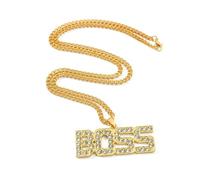 JLKJNCXZC Hommes Femmes Hip Hop BOSS Pendentif Collier Chaîne Pendentifs Colliers Colliers Mode s