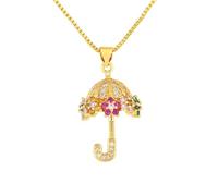 JLKJNCXZC Léger luxe colliers pendentifs en pierre brillante Forme de parapluie mignon, élégante fête d’anniversaire en bling