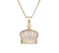 JLKJNCXZC Nouveau collier pendentif couronne classique pour hommes femmes Chaîne de colliers ras-du-cou à lettres Hip Hop Party