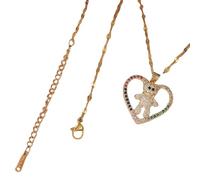 JLKJNCXZC of Cute Rainbow Hollow Love Bear Pendant Necklace, Fashionable Animal Accessories Gift