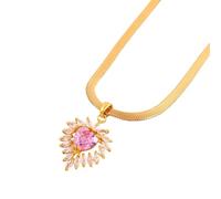 JLKJNCXZC of Electroplated Snake Bone Titanium Steel Chain Hip Hop Pink Love Classic Pendant Necklace