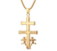 JLKJNCXZC Pendentif croix orthodoxe crucifix catholique avec un chérubin ange chrétien