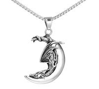JLKJNCXZC Pendentif vintage Nordic Dragon Moon Moon Necklace pour hommes collier Saint-Valentin Acce orie