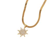 JLKJNCXZC Snake Bone Chain Fashion Shining Sun Pendant Necklace for Women, Unique Sun God Accessories Gift