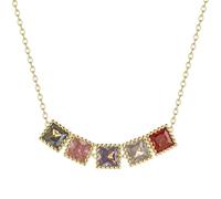 JLKJNCXZC Square Rainbow Colorful ia Pendant Necklace Fashion Neck Chain For Women Fashion