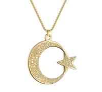JLKJNCXZC Stainless Steel Crescent Moon Star Pendant Necklace Men Women Lover's Long Chain Gift