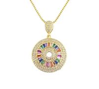 JLKJNCXZC Tendance : Élégant Cercle de cristal Pendentif coloré en forme ronde, design géométrique, colliers ras-du-cou Femme