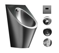 JLLEIZYZ Centres Commerciaux Urinal, Urinoir Homme, Dotés d'un Système de Chasse d'eau Automatique, d'un Design Anti Bouchage et Anti Éclaboussures(Black)