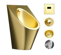 JLLEIZYZ Centres Commerciaux Urinal, Urinoir Homme, Dotés d'un Système de Chasse d'eau Automatique, d'un Design Anti Bouchage et Anti Éclaboussures(Gold)