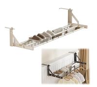 JLLEIZYZ Etendoir Linge Porte, Tablette de Radiateur, Pliable et Rétractable, Économise de l'espace, Aucun Perçage Requis, Peut Être Accroché sur Les Cadres de Fenêtre(White)