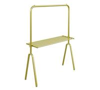 JLLEIZYZ Porte Serviette Radiateurs, Séchoir à Linge pour Radiateur, Assemblage par Bouton, Matériau en Acier au Carbone Multicouche, Rangement à Double Zone(Gold,150x28x60cm/59x11x24in)