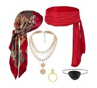 Jlobnyiun Accessoires pour déguisement de pirate - Foulard ceinture patch de pirate pour fêtes Cosplay | Ensemble de 5 pièces pour travaux scolaires, fêtes costumées et carnavals