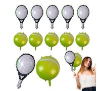 Jlobnyiun Ballons d'anniversaire de Tennis - 12pcs Racket & Ball Foil Balloon Set, réaliste décoration de thème Sportif | Supplies pour Les sur Le thème du Tennis pour Les et Les Adultes, Les ba