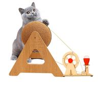 Jlobnyiun Boule Griffoir pour Chat - Planche à Griffer Chat | Jouet Interactif pour Chaton avec Manivelle LED Intégrée pour Jeu Éducation Détente Intérieur Extérieur Maison Appartement Fenêtre
