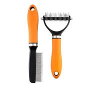 Jlobnyiun Brosses pour chien anti-perte de poils - Dents En Acier Inoxydable, Démêlage, Poignée Ergonomique | Brosse De Toilettage Pour Chien Qui,Pour chats, lapins et animaux à poils longs et courts
