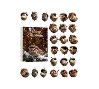 Jlobnyiun Calendrier de l'Avent de Noël avec animaux | Fêtes d'hiver 2D - Calendrier Compte à Rebours avec Pendentifs Animaux, Pour Arbre Fenêtre Mur Porte Famille Adultes