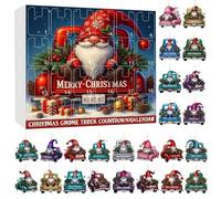 Jlobnyiun Calendriers de l'Avent Noël, 24 Jours Pendentif Acrylique 2D Voiture Père Noël Avent 2025, Calendrier Compte à Rebours Fête Pour Cour Fête Fenêtre Chambre