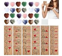 Jlobnyiun Carte de Saint-Valentin - Lot de 24 vœux, note de cœur en acrylique, décoration artisanale romantique, lot de messages de vacances, fournitures de fête en classe | Cadeau souvenir pour sa