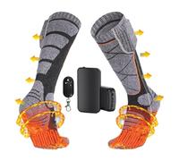 Jlobnyiun Chaussettes Chauffantes Électriques | 2 Paires pour Temps Froid 4000mAh - Contrôle de Température 3 Niveaux pour Randonnée Chasse Pêche - Chasse Randonnée Camping Travail Cyclisme Ski