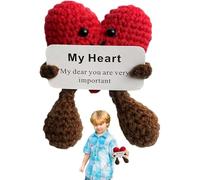 Jlobnyiun Coeur avec étreinte de poche au crochet - tricotée, pendentif, cadeaux artisanaux faits à la main, support émotionnel pour anniversaire, San, mat