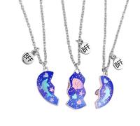 Jlobnyiun Collier d'amitié pour 3 personnes - Cœur magnétique assorti, ensemble de bijoux à moitié cassés, breloque puzzle triple pièce, ornement de fraternité éternelle, accessoire Cadeau