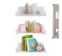 Jlobnyiun Ensemble Bibliothèque Cloud - Étagère d'angle Montée Sur Mur, Unité De Stockage Panneau, Support Flottant Durable Avec Installation Facile | Home Office Nursery Chambre D'appartement
