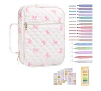 Jlobnyiun Fournitures Pour L'Étude De La Bible - Outils d'Apprentissage Religieux Chrétien - Kit avec Étui, 12 Surligneurs de Couleur, 5 Stylos, 75 Signets, 200 Étiquettes | Pour Femmes, Adolescentes,