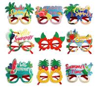 Jlobnyiun Lunettes de soleil de plage, lunettes de soleil de fête hawaïenne - Lunettes de soleil hawaïennes de 9 paires - Favors de fête d'adultes pour amusants, fournitures sur le thème de la plage,