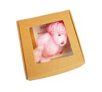 Jlobnyiun Ours en peluche - Petite peluche faite à la main dans une boîte, compagnon animal mignon avec carte décoration maison pour