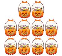 Jlobnyiun Sac à Bonbons d'Halloween | 10 Pièces Sachets Cadeaux Fêtes | Pochette Transparent Festif pour Fête Maison École Extérieur Jardin | Friandises Salle de Classe Enfant