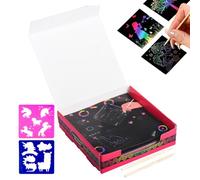 Jlobnyiun Scratch Paper Art - Papier à gratter pour - Kit à gratter arc-en- - Bloc de dessin pour carnets de croquis d'arts à gratter - Ensemble de papier à gratter arc-en- pour filles