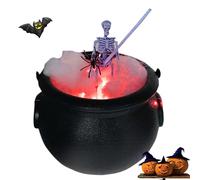 Jlobnyiun Witches Cauldron - Objets de Scène Spectrales, Décorations d'Halloween du Chaudron avec Squelette Et à LED, Sorcières Noires, Objets de Scène Spectrales pour Table de