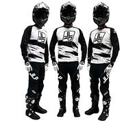 JLP RACING Tenue Enfant Pantalon Maillot Gants Moto Cross Quad Enduro VTT BMX MTB Enfant Snatch Blanc Noir L