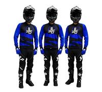 JLP RACING Tenue Enfant Pantalon Maillot Gants Moto Cross Quad Enduro VTT BMX MTB Taille Enfant 10 12 Ans Snatch Bleu XXL