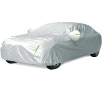 JLQFYWL Bâche Voiture Exterieur pour Peugeot 5008 2017-2022 2023 2024, Entièrement Étanche Anti-grêle Anti-Rayures avec Zip et Doublure en Coton Accessoire Voiture,Silver-Plus-Cotton