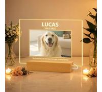 JLSKCN Cadeaux Commémoratifs Personnalisés pour Chien et Chat Cadeaux De Perte d'animaux Cadre Chien Personnalisé Panneau Commémorative Acrylique avec lumière avec Nom & Photo pour Chien Chat