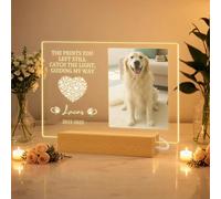 JLSKCN Cadeaux Commémoratifs Personnalisés pour Chien et Chat Cadeaux De Perte d'animaux Cadre Chien Personnalisé Panneau Commémorative Acrylique avec lumière avec Nom & Photo pour Chien Chat