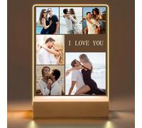 JLSKCN Cadre Photo Personnalisé, Cadeau Personnalisé Couple, Cadeau Personnalisé pour Femme Homme Copain et Copine de St-Valentin Anniversaire, Cadeaux Lumineux Noel Original, Lampe Photo