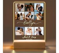 JLSKCN Cadre Photo Personnalisé, Cadeau Personnalisé Couple, Cadeau Personnalisé pour Femme Homme Copain et Copine de St-Valentin Anniversaire, Cadeaux Lumineux Noel Original, Lampe Photo