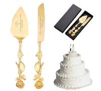 JLSKCN Ensemble de Couteau à Gâteau de Mariage Personnalisé, Couteau et Serveur en Acier Inoxydable avec Gravure pour Mariage Fiançailles Anniversaire Noël