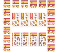 Jlslj-24 Feuilles Tatouage Drapeau Espagne, Drapeau Espagnol Tatouages Temporaire Imperméable Pour Décoration Coupe Du Monde, Fans De Euro Football Coupe, Wm Party Fête Nationale