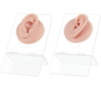 Jlslj-Nbeads 2 Pcs Modèle D'oreille Avec Supports En Acrylique, Moule D'oreille Flexible Gauche Et Droite Moule D'oreille Souple Réaliste Pour L'étude, La Pratique, Les Outils