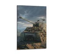 JLTC Poster militaire de la Seconde Guerre mondiale M4 Sherman sur toile - Impression sur toile - Décoration murale moderne pour chambre à coucher - 40 x 60 cm